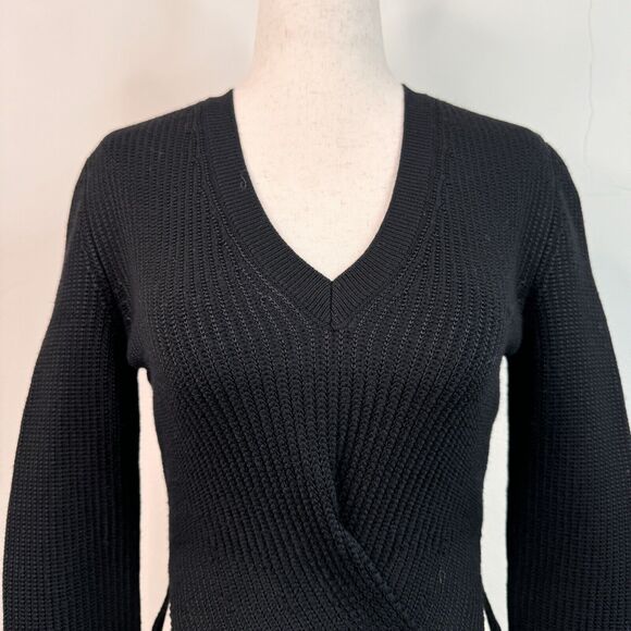 Roberto Cavalli Sweater Wool Blend Cut Out Waist Black Rib Knit IT 42 - Picture 2 of 12